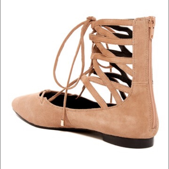 Jeffrey Campbell Taupe Shay Lace-up Flat - Picture 3 of 4